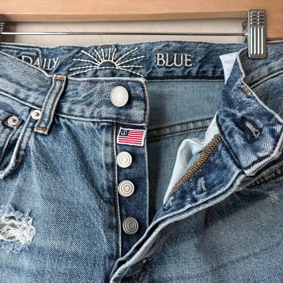 Daily Blue Denim Jeans Distressed Hype in Tempest Straight Leg Blue Jeans Sz 26 - Picture 5 of 10